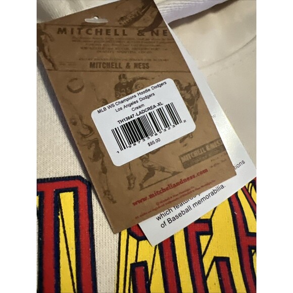 XL Mitchell & Ness Los Angeles Dodgers Cream World Series Hoodie - Picture 5 of 8